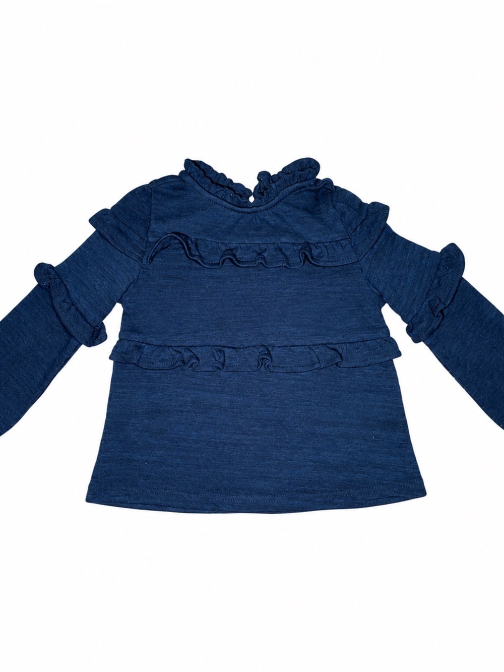wonder nation Navy Blue Ruffle Long-Sleeve Top